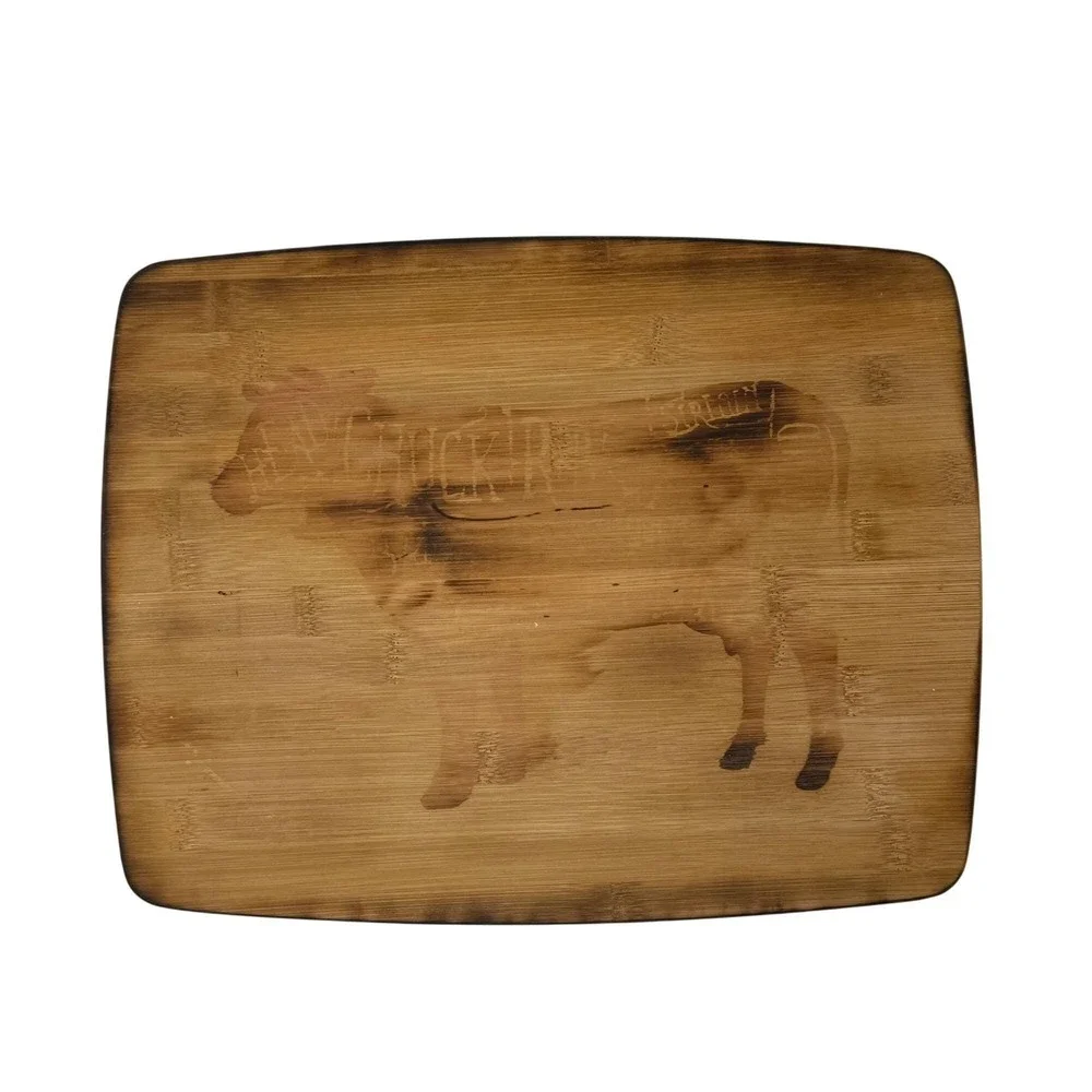 Vintage Wooden Cutting Board Cow Kitchen Wall Decor 14 x 11